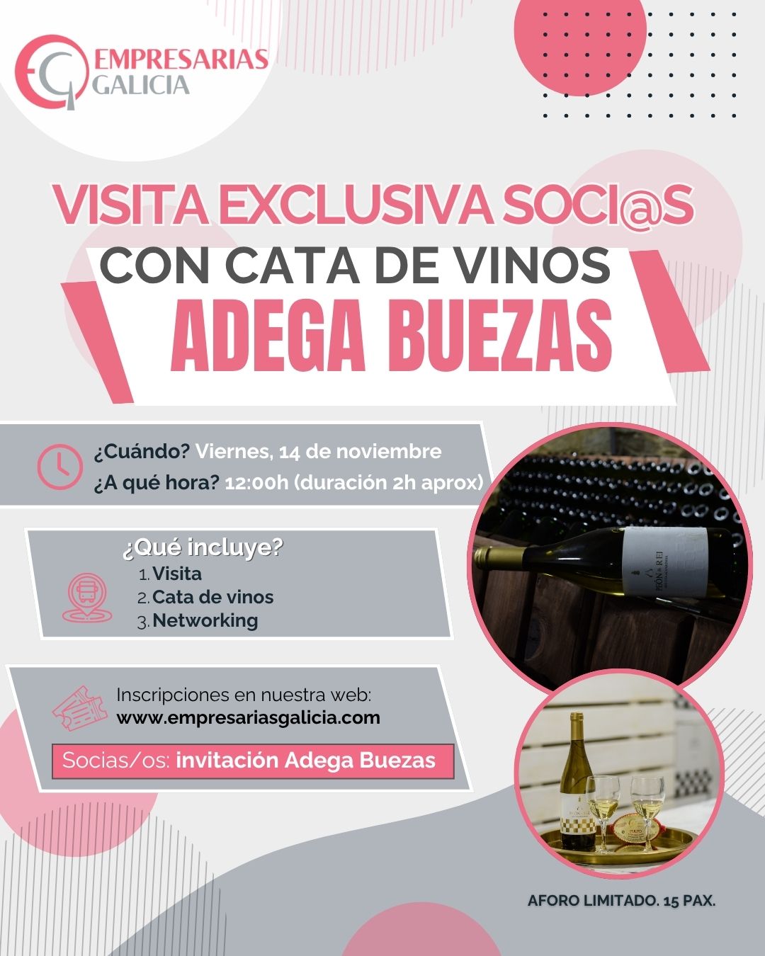 Visita exclusiva soci@s con cata de vinos en ADEGA BUEZAS